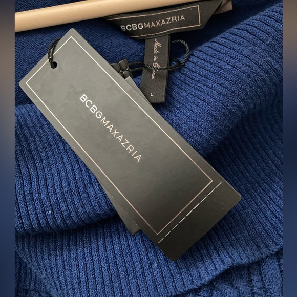 NWT BCBGMaxAzaria Blue Sahana sweater midi dress Large L - Picture 6 of 6